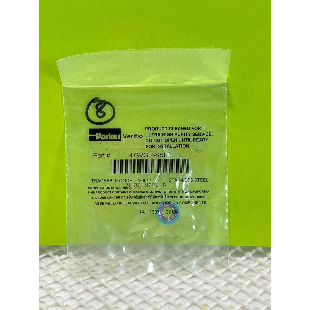 Parker Veriflo4 GVGR-SSLP Stainless Steel Gasket PCTFE Seat UltraHigh Purity NEW